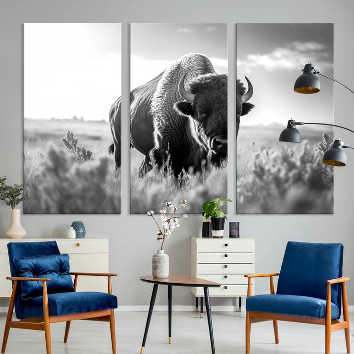 Cow Bighorn Wall Art Canvas Print, Longhorn Texas Large Cow Animal Canvas Print