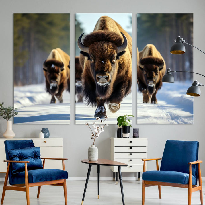 Cow Bighorn Wall Art Canvas Print, Longhorn Texas Large Cow Animal Canvas Print