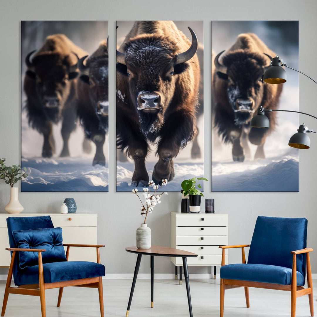 Cow Bighorn Wall Art Canvas Print, Longhorn Texas Large Cow Animal Canvas Print