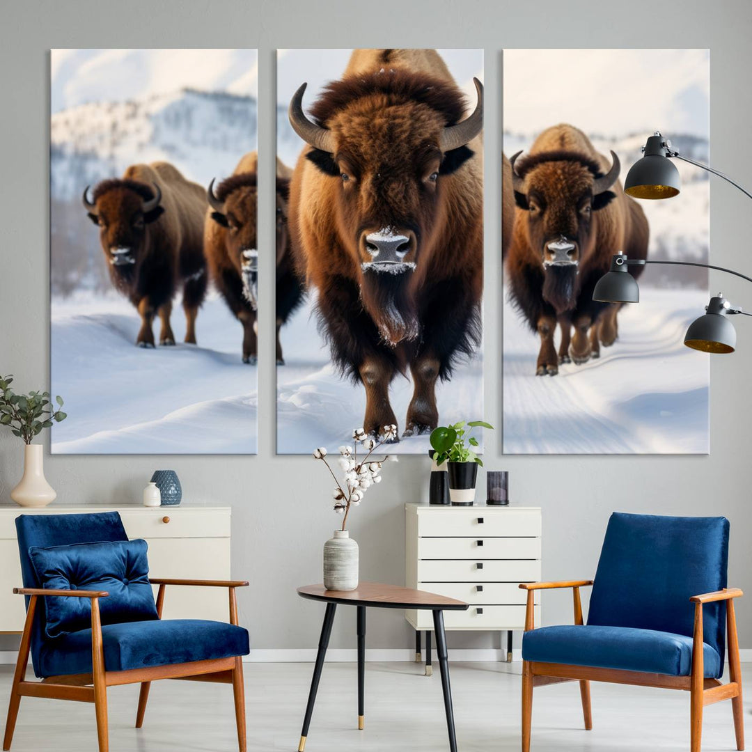 Cow Bighorn Wall Art Canvas Print, Longhorn Texas Large Cow Animal Canvas Print