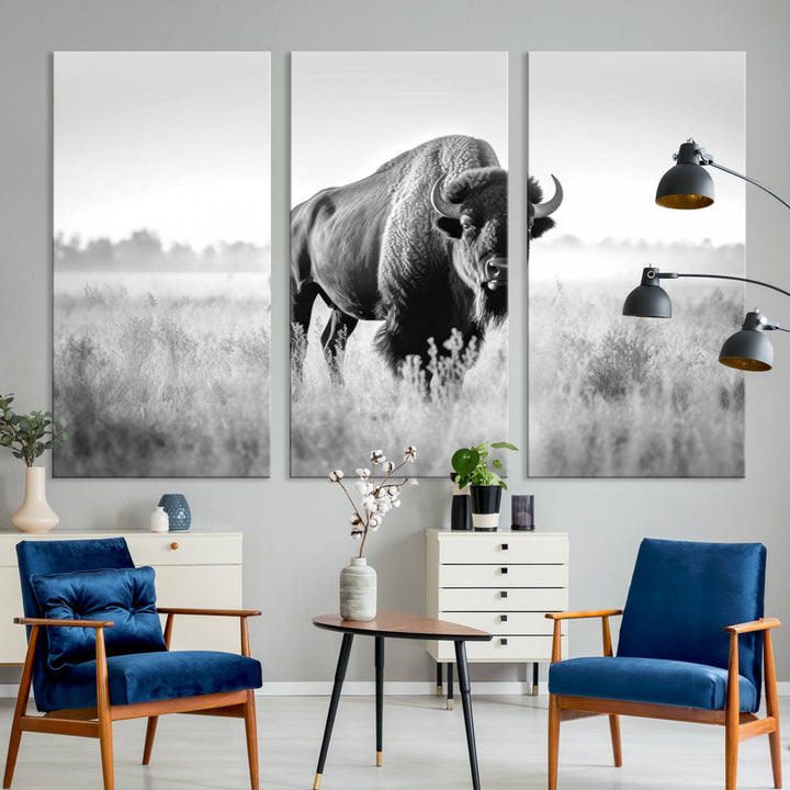 Cow Bighorn Wall Art Canvas Print, Longhorn Texas Large Cow Animal Canvas Print