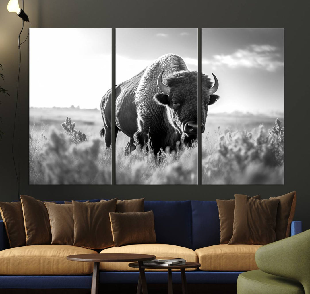 Cow Bighorn Wall Art Canvas Print, Longhorn Texas Large Cow Animal Canvas Print