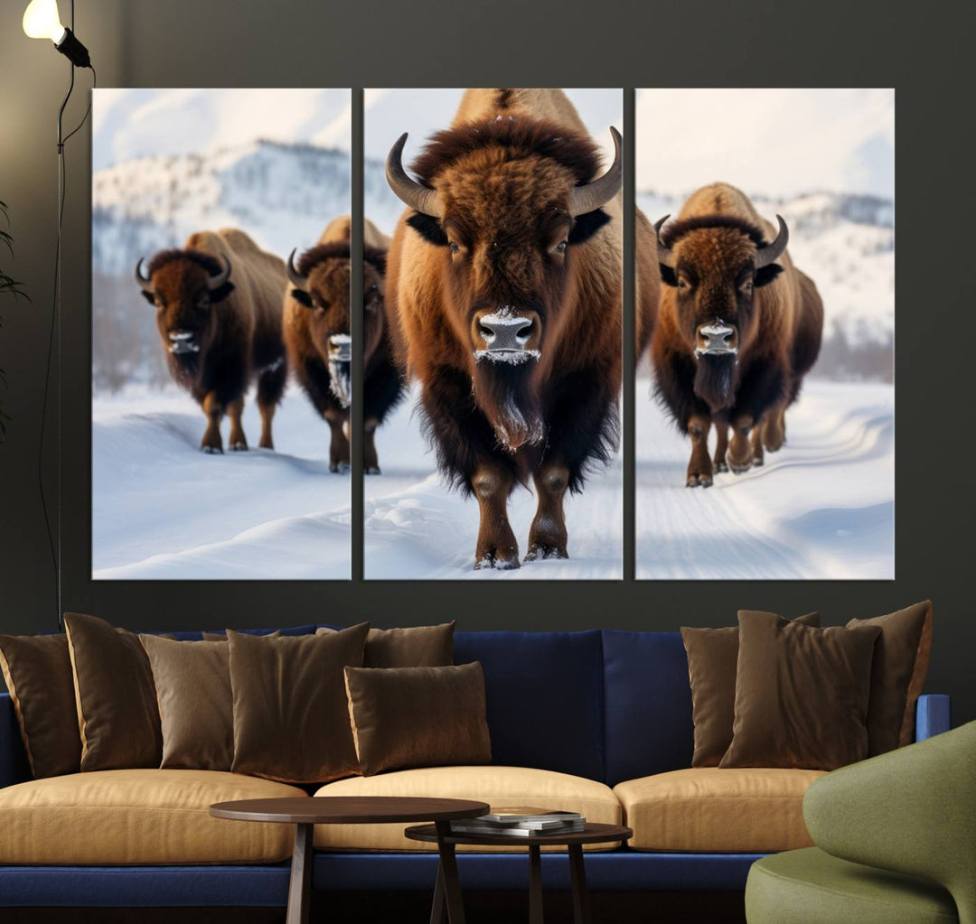 Cow Bighorn Wall Art Canvas Print, Longhorn Texas Large Cow Animal Canvas Print