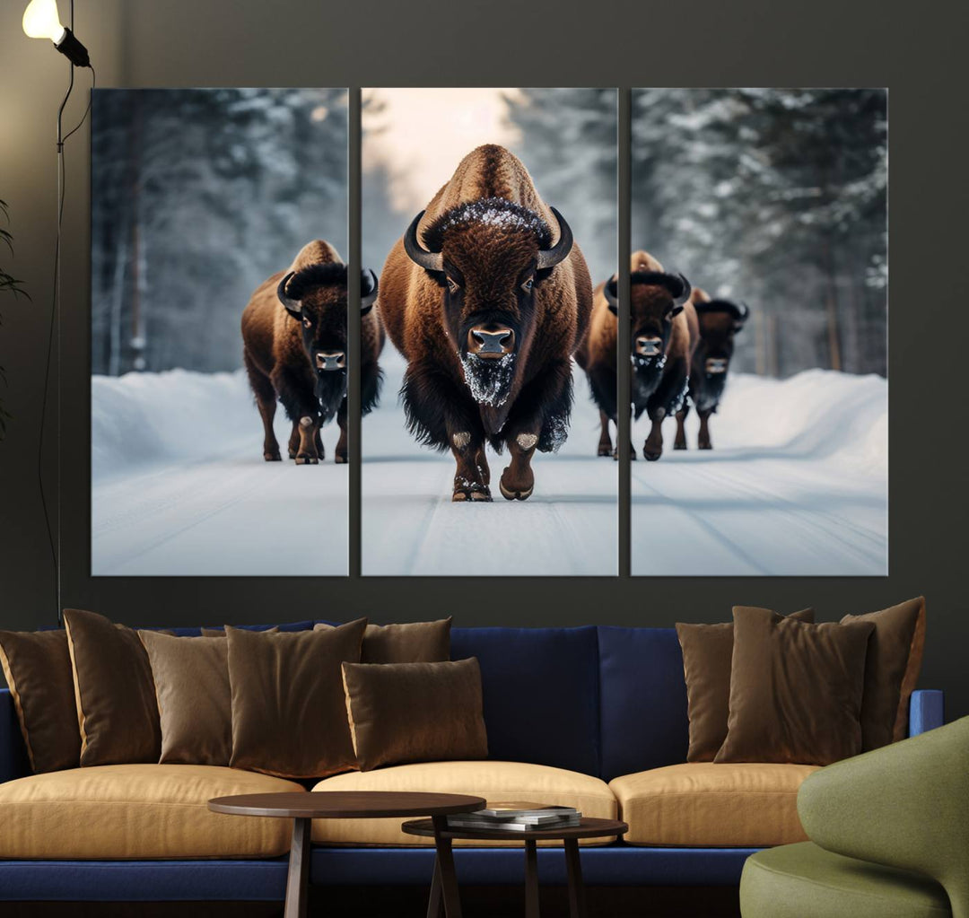 Cow Bighorn Wall Art Canvas Print, Longhorn Texas Large Cow Animal Canvas Print