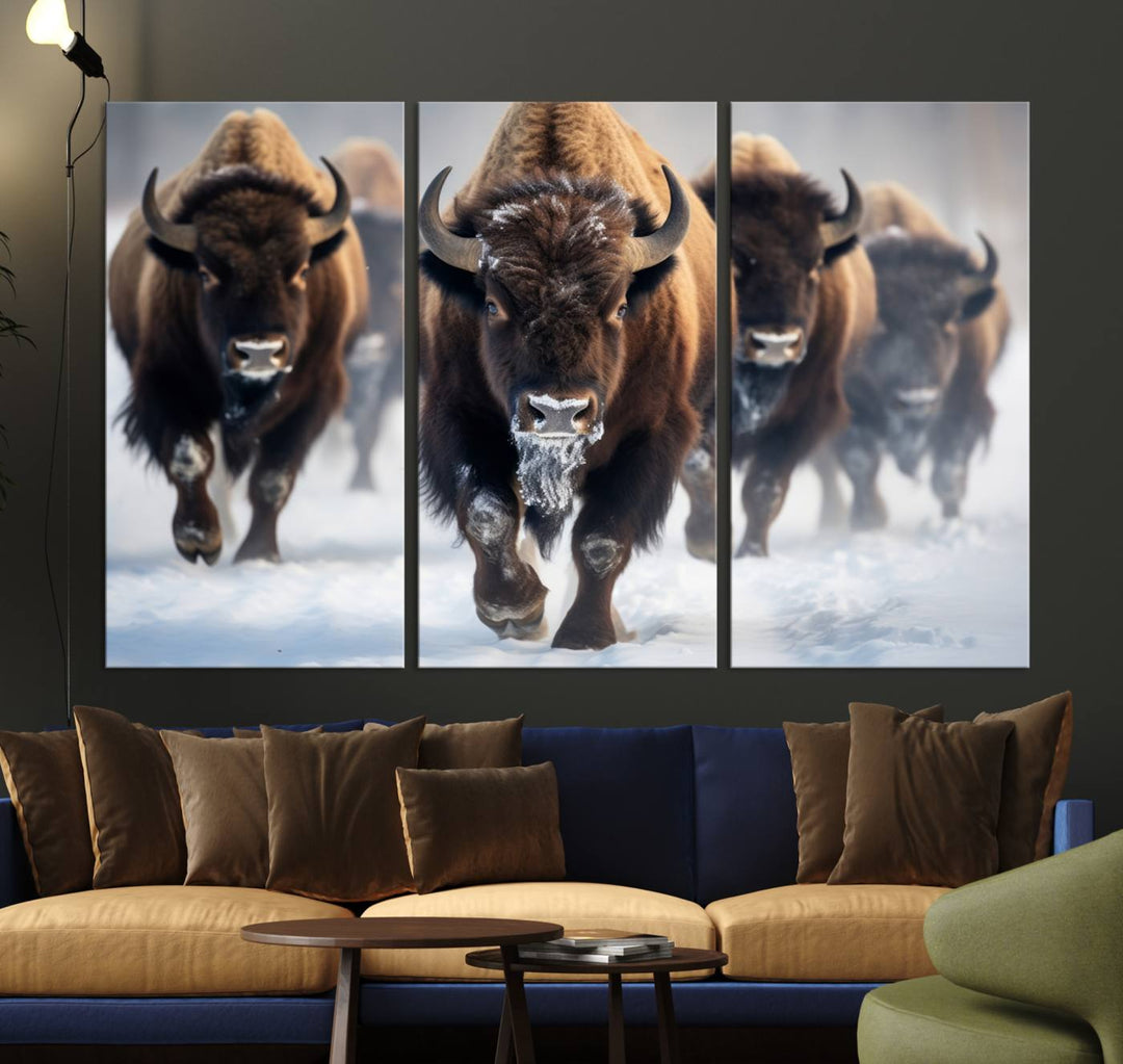 Cow Bighorn Wall Art Canvas Print, Longhorn Texas Large Cow Animal Canvas Print