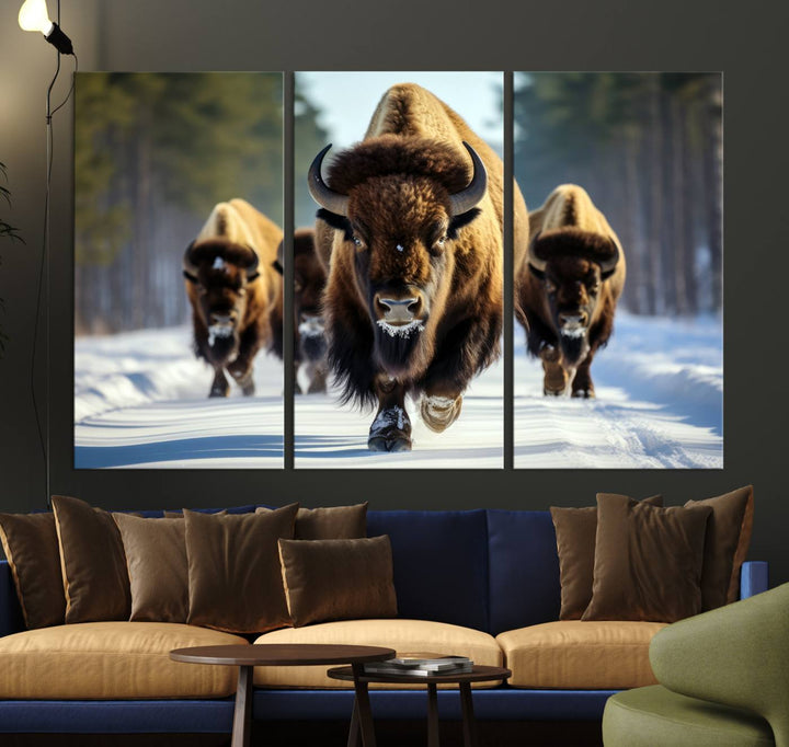 Cow Bighorn Wall Art Canvas Print, Longhorn Texas Large Cow Animal Canvas Print