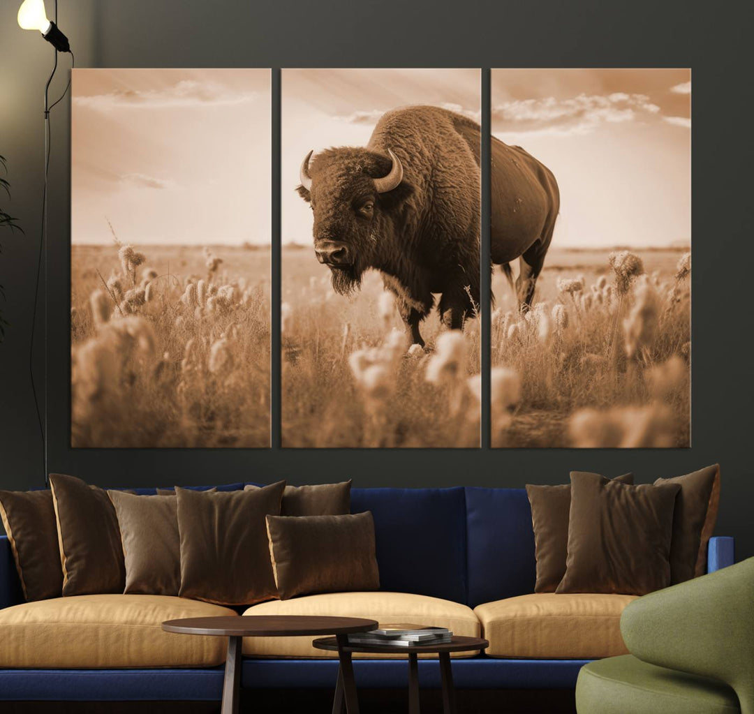 Cow Bighorn Wall Art Canvas Print, Longhorn Texas Large Cow Animal Canvas Print