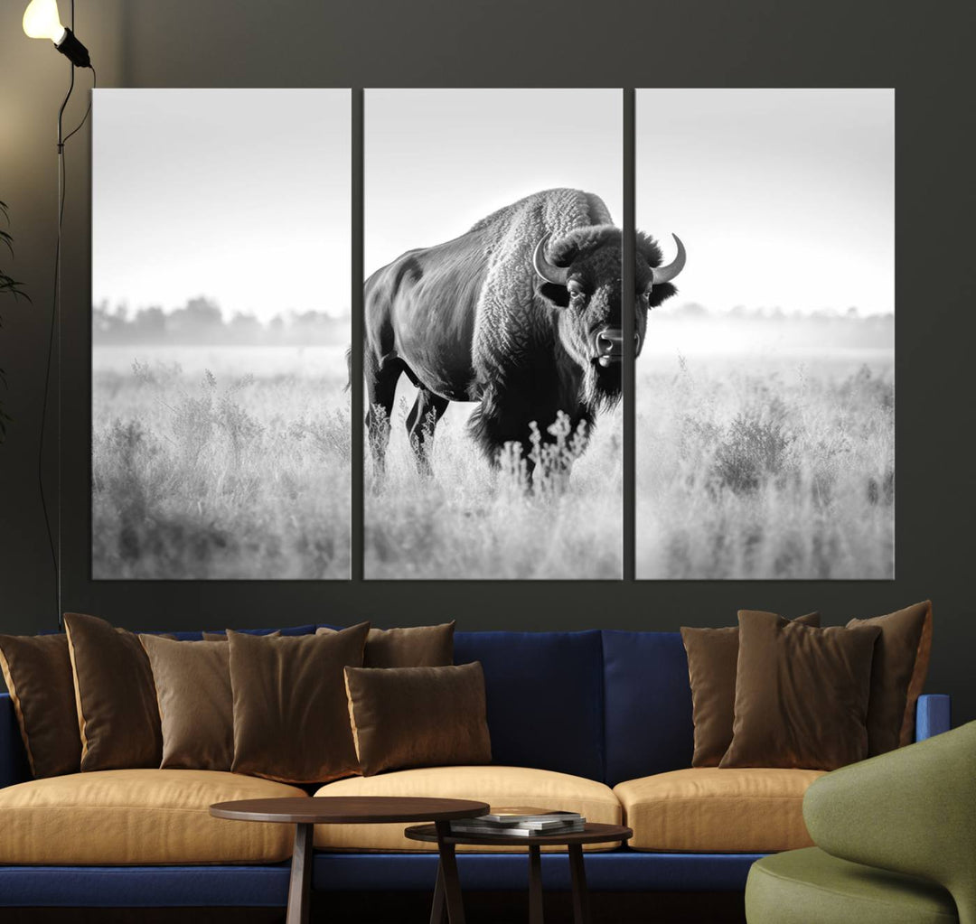 Cow Bighorn Wall Art Canvas Print, Longhorn Texas Large Cow Animal Canvas Print