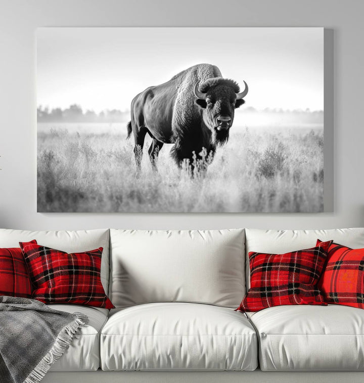 Cow Bighorn Wall Art Canvas Print, Longhorn Texas Large Cow Animal Canvas Print