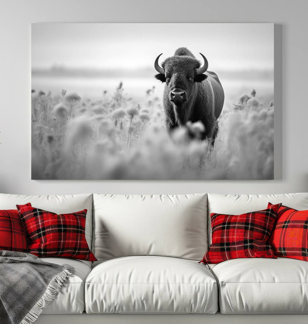 Cow Bighorn Wall Art Canvas Print, Longhorn Texas Large Cow Animal Canvas Print