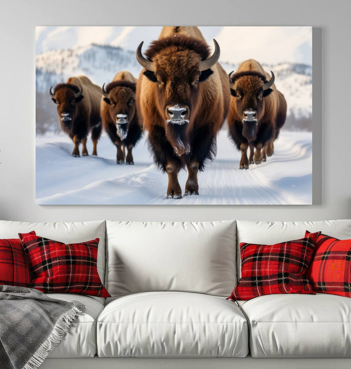 Cow Bighorn Wall Art Canvas Print, Longhorn Texas Large Cow Animal Canvas Print