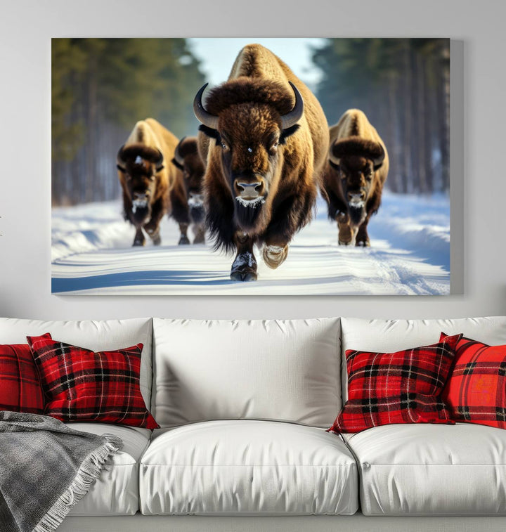 Cow Bighorn Wall Art Canvas Print, Longhorn Texas Large Cow Animal Canvas Print