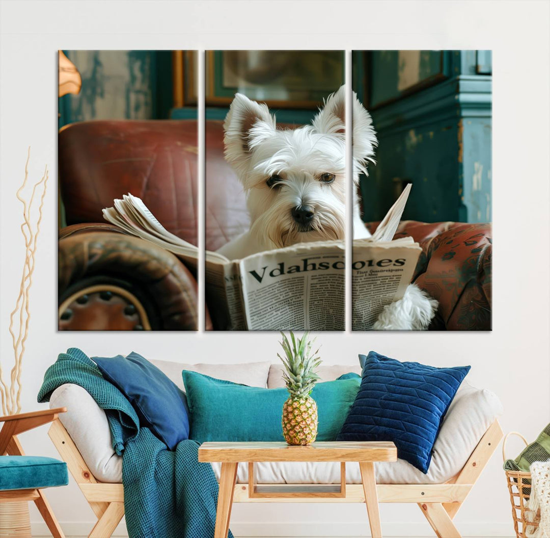 Cute Funny Dog Wall Art Canvas Print Funny Animals Artwork Kids Room Wall Decor Moving Gift