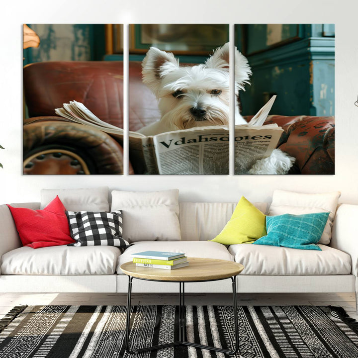 Cute Funny Dog Wall Art Canvas Print Funny Animals Artwork Kids Room Wall Decor Moving Gift