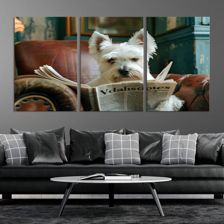 Cute Funny Dog Wall Art Canvas Print Funny Animals Artwork Kids Room Wall Decor Moving Gift