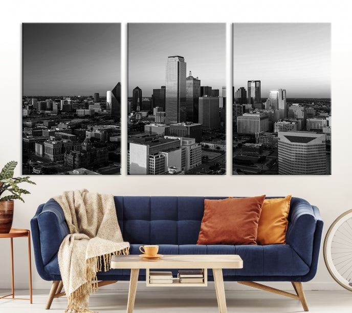 Dallas City Aerial View Skyline Wall Art Cityscape Canvas Print