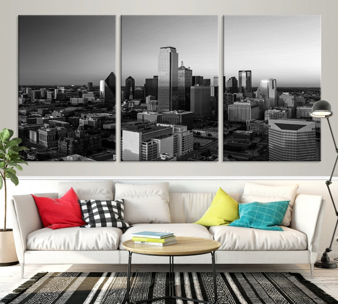 Dallas City Aerial View Skyline Wall Art Cityscape Canvas Print