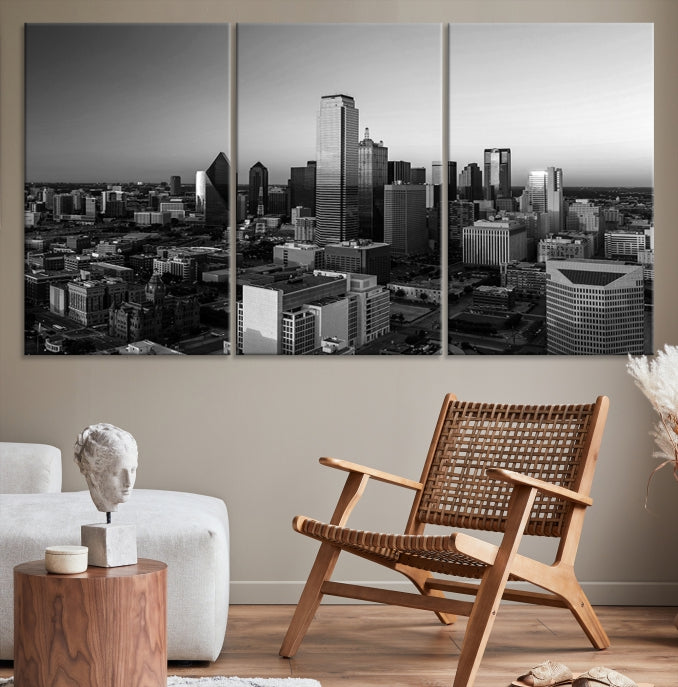 Dallas City Aerial View Skyline Wall Art Cityscape Canvas Print