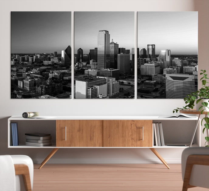 Dallas City Aerial View Skyline Wall Art Cityscape Canvas Print