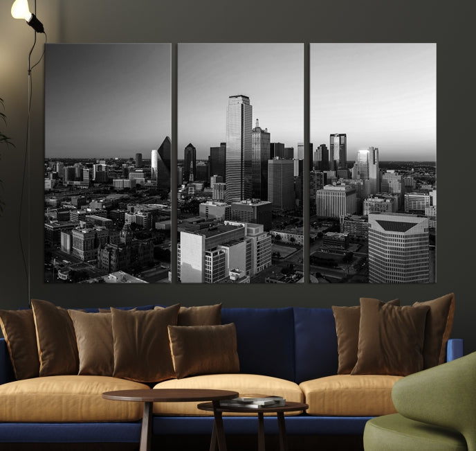 Dallas City Aerial View Skyline Wall Art Cityscape Canvas Print