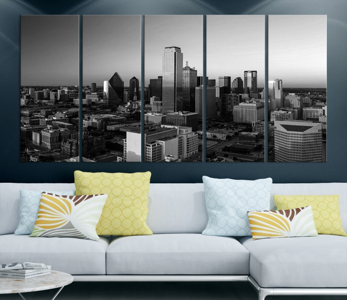 Dallas City Aerial View Skyline Wall Art Cityscape Canvas Print