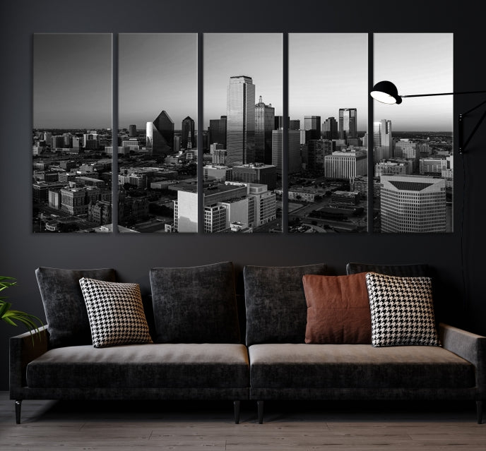 Dallas City Aerial View Skyline Wall Art Cityscape Canvas Print