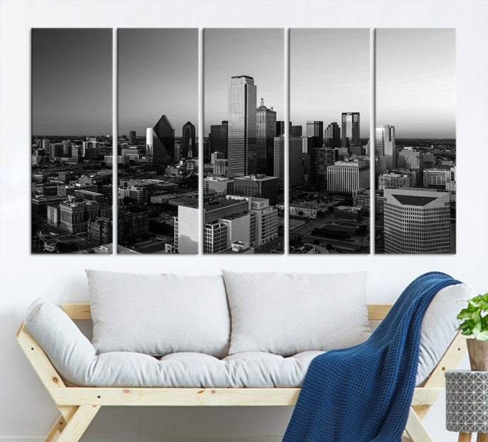 Dallas City Aerial View Skyline Wall Art Cityscape Canvas Print