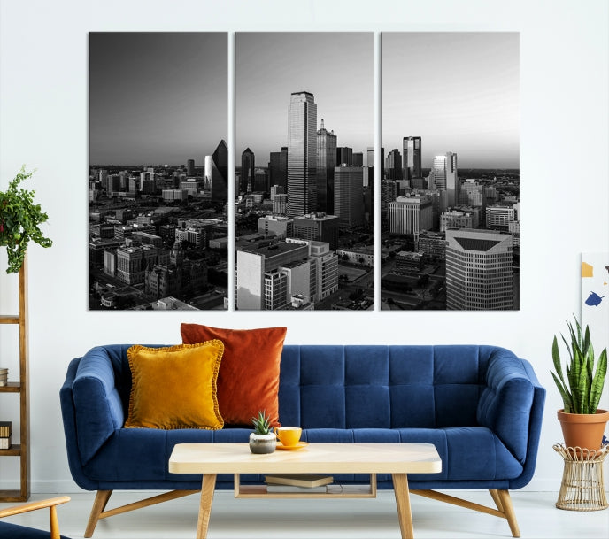 Dallas City Aerial View Skyline Wall Art Cityscape Canvas Print