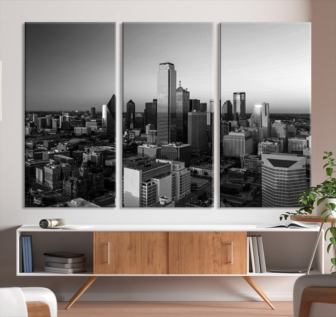 Dallas City Aerial View Skyline Wall Art Cityscape Canvas Print