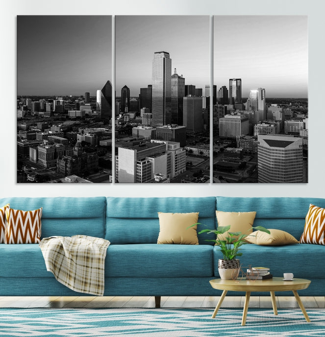 Dallas City Aerial View Skyline Wall Art Cityscape Canvas Print