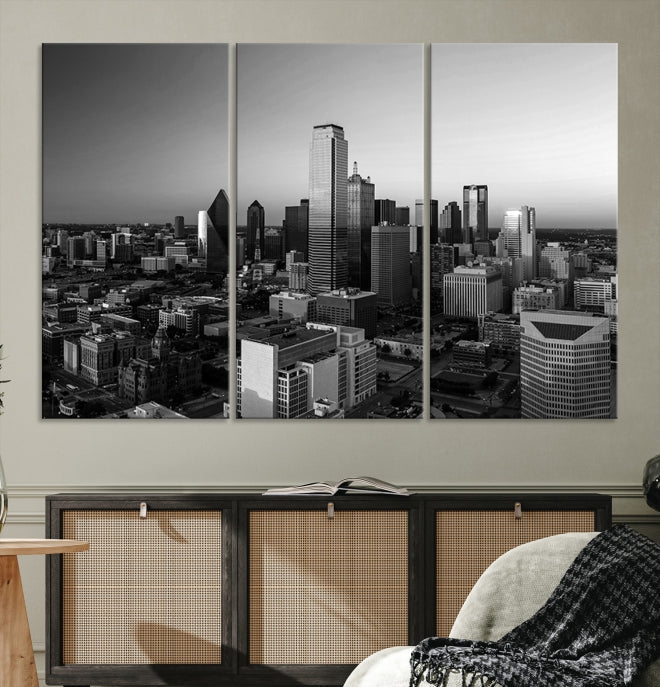 Dallas City Aerial View Skyline Wall Art Cityscape Canvas Print