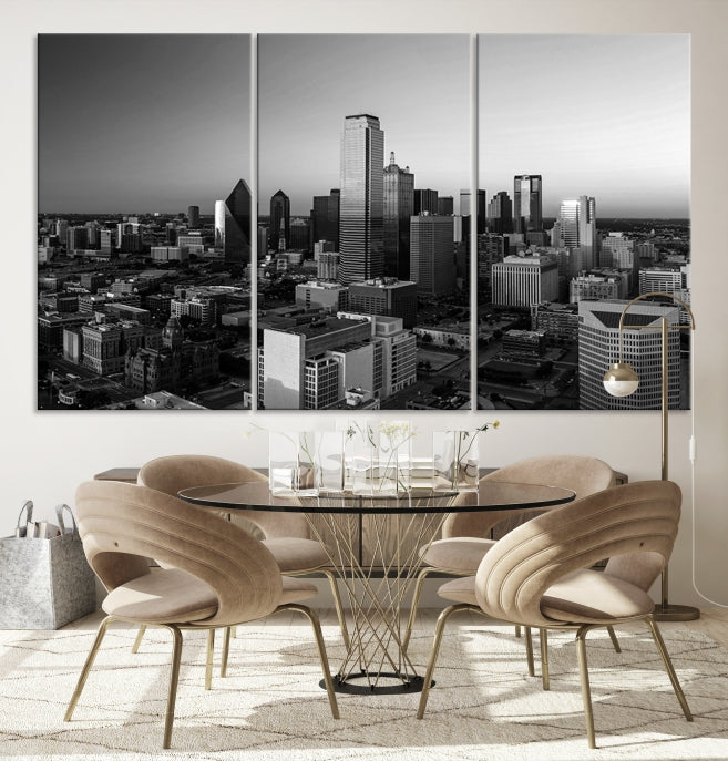 Dallas City Aerial View Skyline Wall Art Cityscape Canvas Print