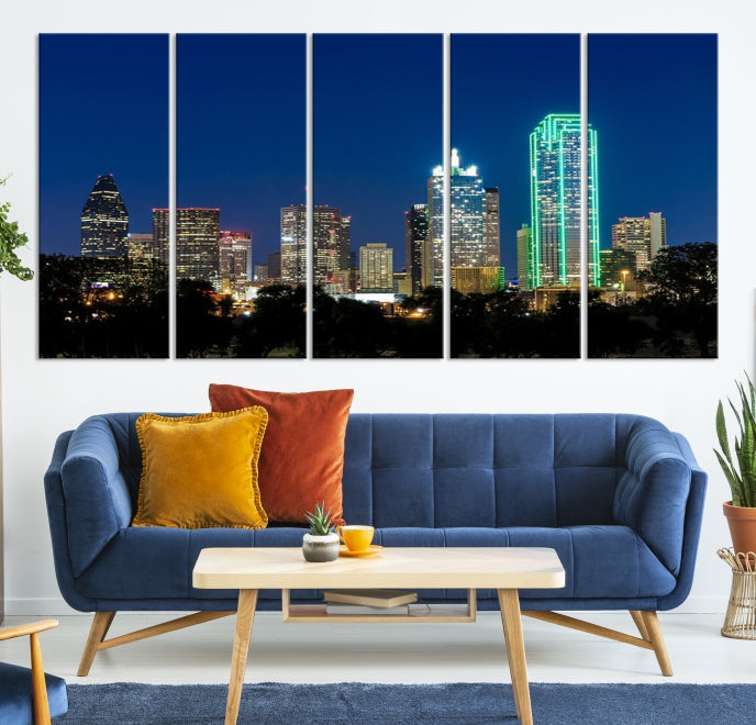 Dallas Night Skyline Canvas Wall Art City Picture Print