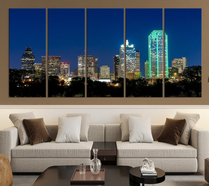 Dallas Night Skyline Canvas Wall Art City Picture Print