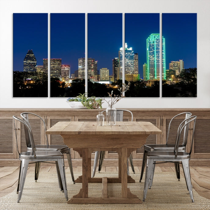 Dallas Night Skyline Canvas Wall Art City Picture Print