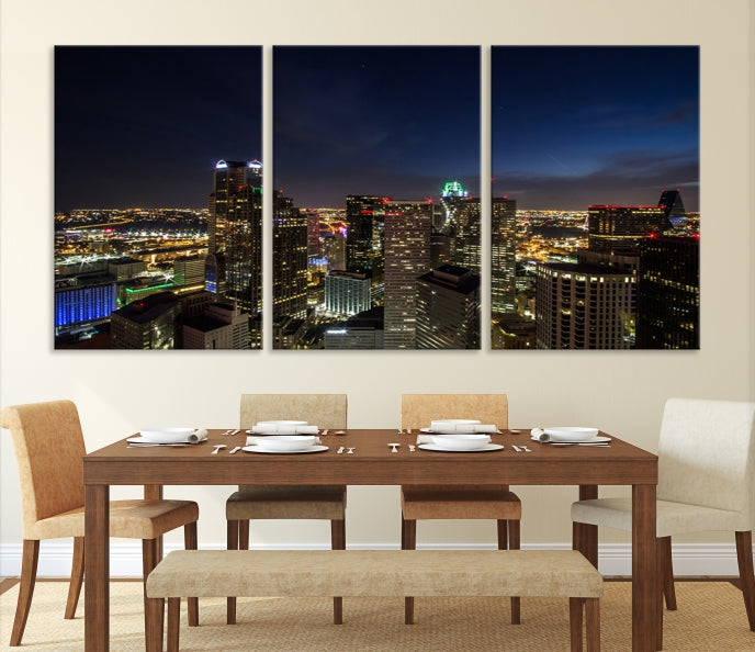 Dallas Skyline Canvas Art Print Framed Ready to Hang Cityscape Wall Art