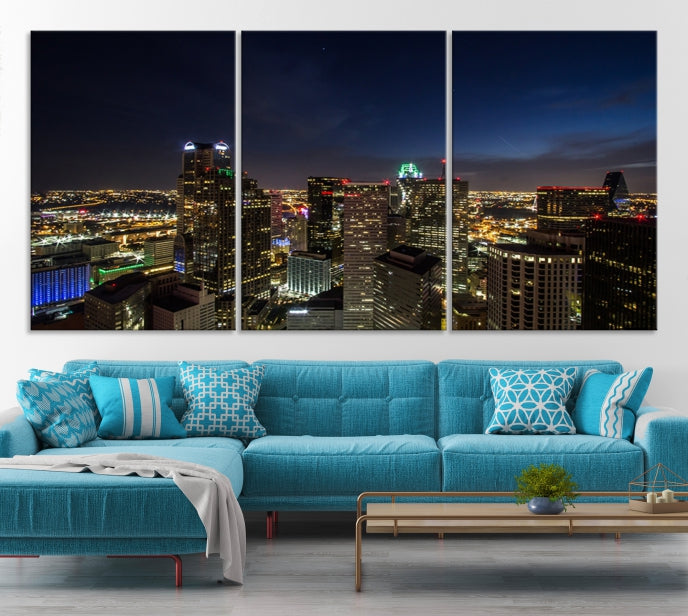 Dallas Skyline Canvas Art Print Framed Ready to Hang Cityscape Wall Art