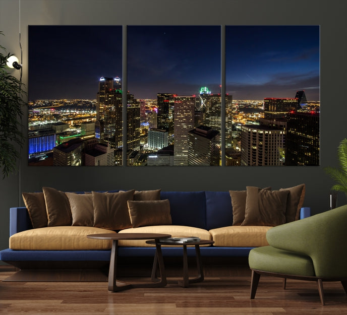 Dallas Skyline Canvas Art Print Framed Ready to Hang Cityscape Wall Art