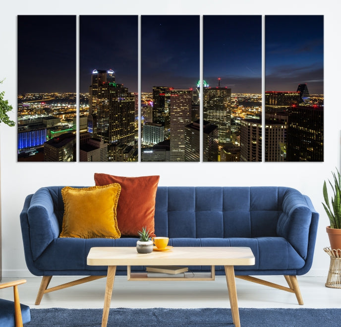 Dallas Skyline Canvas Art Print Framed Ready to Hang Cityscape Wall Art