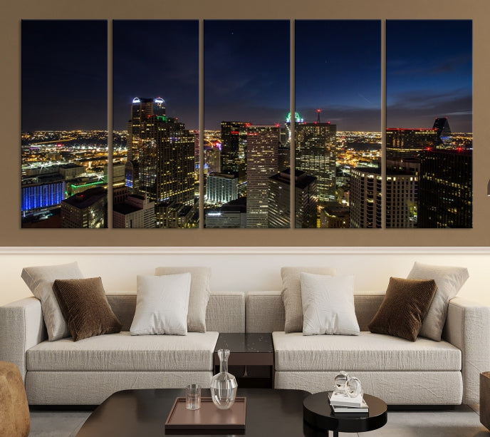 Dallas Skyline Canvas Art Print Framed Ready to Hang Cityscape Wall Art