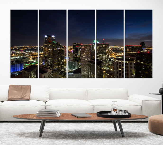 Dallas Skyline Canvas Art Print Framed Ready to Hang Cityscape Wall Art