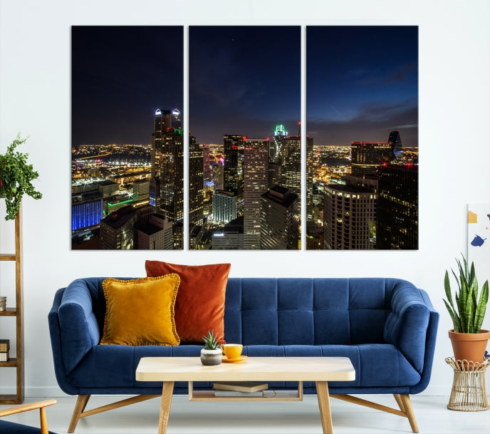 Dallas Skyline Canvas Art Print Framed Ready to Hang Cityscape Wall Art