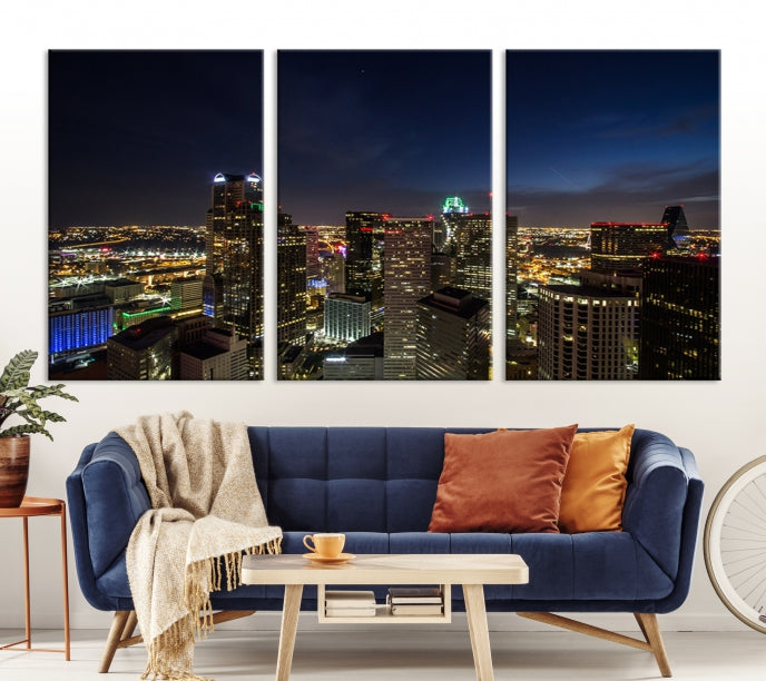 Dallas Skyline Canvas Art Print Framed Ready to Hang Cityscape Wall Art