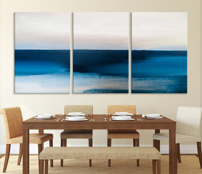 Dark Blue Abstract Ocean Painting Large Wall Art Canvas Print