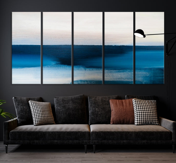 Dark Blue Abstract Ocean Painting Large Wall Art Canvas Print