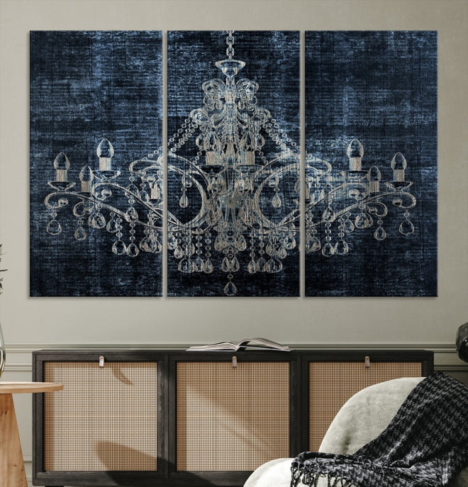 Dark Chandelier Wall Art Framed Canvas Print for Office Decor