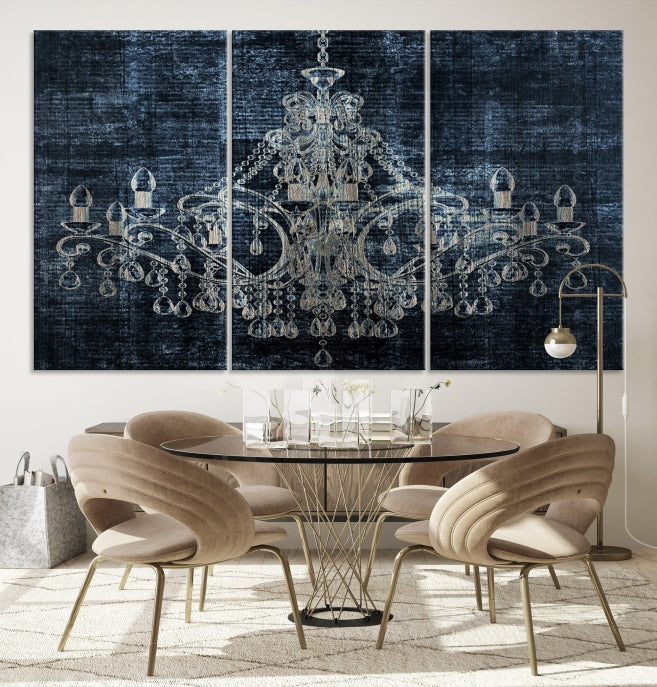 Dark Chandelier Wall Art Framed Canvas Print for Office Decor