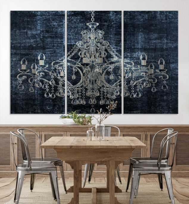 Dark Chandelier Wall Art Framed Canvas Print for Office Decor