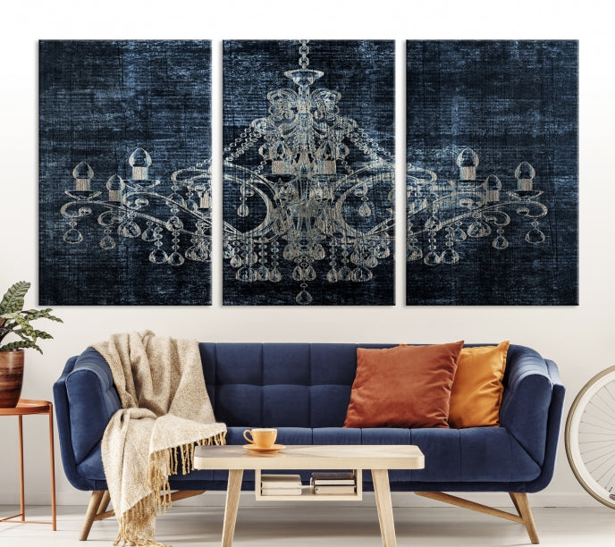 Dark Chandelier Wall Art Framed Canvas Print for Office Decor