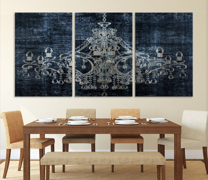 Dark Chandelier Wall Art Framed Canvas Print for Office Decor